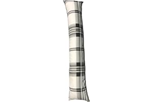 QUEENS LAND HOME Plain Fabric Draught Excluder Decorative Simple Door or Window Draft Guard, Energy Saver. (Check Grey)