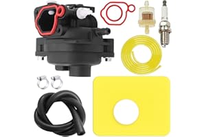 ZAMDOE 799583 593261 Vergaser-Luftfilter-Kit für Briggs & Stratton 591160 595656 591979 300E 450E 500E 550EX 125cc 140cc 08P502 09P602 Serie Rasenmäher Motoren Teile, mit Kraftstoffleitungen Zündkerze