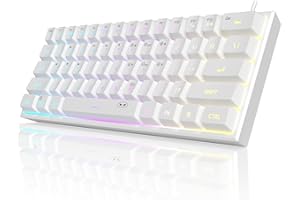 MageGee Mini-Gaming-Tastatur, 60 % RGB-Hintergrundbeleuchtung, 61 Tasten, ultrakompakte Tastatur, TS91, ergonomisch, wasserdicht, mechanisches Gefühl, PS4, Xbox One Gamer (weiß)