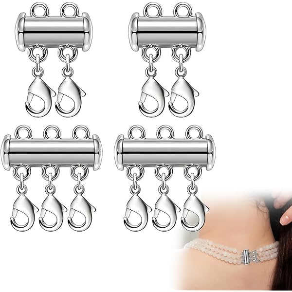 Set 3 Fermagli Per Gioielli A Strati In Acciaio Inox - Chiusure Per Collane E Braccialetti Fai Da Te (2/3/4 Fori)