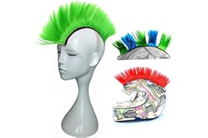 3T-SISTER Helmet Mohawk Wig Motorcycle Adhesive Mohawk Hair Patches Skinhead Costumes Wig Racing Helmet Hawks Motorcycle, Ski or Snowboard Helmets (Many Colors to Choose)