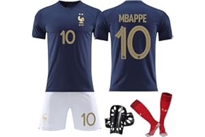 FWHFNB Maillot de football pour enfants,No 9/No 10 Maillot Ensemble,Hommes et Enfants Football Soccer Jersey Set,Avec T-Shirts,Shorts,Chaussettes et Genouillères