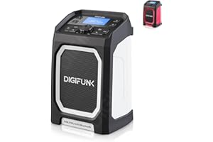 DigiFunk Baustellenradio mit Akku | Wiederaufladbar über USB | DAB+ / DAB, FM, Bluetooth, AUX | IP65 Wasserdicht Robustes Langlebiges Design | Perfekt für Bauarbeiter, Outdoor, Lager, Garage (Weiß)
