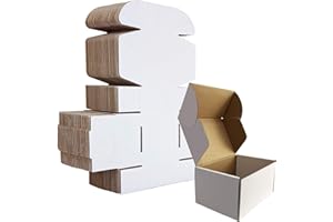 HORLIMER Scatola di Cartone per Spedizione,Scatole Piatte di Cartone per Imballaggio 15.3x10.2x7.6cm Set di 25 Bianca