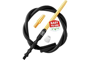 Premium Hookah Hose with Mouthpiece - 60" Long Silicone Water Pipe Hose, Washable, with 15" Aluminum Easy-Grip Mouthpiece - Modern Design Handle, Won't Rust or Ghost + Free E-Book