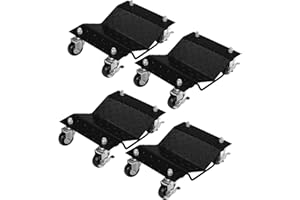 WUDLEP 4Pcs Tire Wheel Dollies, 6000LBS Total Heavy Duty Steel Tire Skates with Lockable Casters & Handle, Car Lift Dolly Set for Trucks Motorcycles Auto Repair Moving