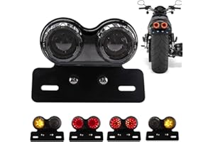 Chemini 40W 40-LED Motorcycle Tail Light Integrated Brake Light Turn Signal&Driving Light With License Plate Bracket for Harley Waterproof (Black Lens)