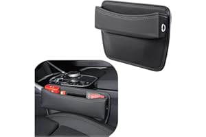 GOUSHY Stockage d'écart de Siège de Voiture,2023 NOUVEAU Organisateur Voiture, poche de console de siège avant en cuir PU, pour Téléphones Mobiles Clés Cartes Lunettes Portefeuilles