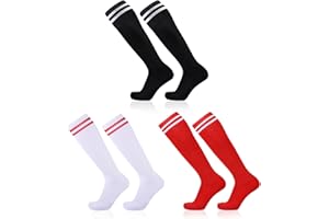SKHAOVS 3 Paires Longue Chaussette Foot Enfant, Chaussette de Football pour Fille Garçon, Chaussettes Hautes de Sports D'entraînement Chaussette de Rugby Basket pour 5 à 12 Ans