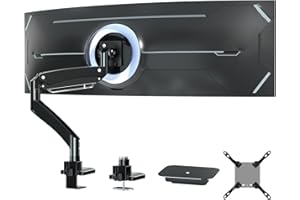 PUTORSEN Soporte para Monitor para Pantallas Planas y Curvas de 22-57 Pulgadas, Brazo para Monitor Peso Máximo 27 kg / 59,4 lbs, con Placa de Refuerzo, VESA Puede alcanzar los 200x200