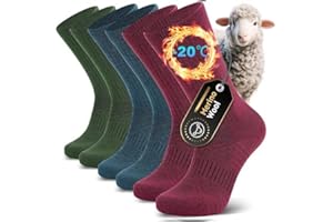 Ruixue Skarpety męskie damskie, skarpety trekkingowe z wełny merino [3 pary], skarpety sportowe, robocze, oddychające skarpety tenisowe, skarpety do biegania, elastyczne skarpety do sneakersów dla