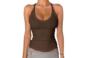 Danysu Koszulka bez rękawów z dekoltem w serek dla kobiet wyściełany prążkowany długi tank dopasowany podstawowy top Cami