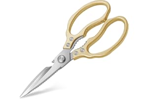 CGBE Kitchen Scissors Heavy Duty Dishwasher Safe Food Scissors, Multi-Purpose Kitchen Shears, Non Slip Stainless Steel Sharp Cooking Scissors for Kitchen Gold