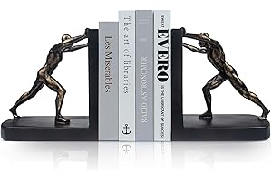 LIFFY Man Decorative Book Ends, Resin Non-Skid Bookends for Heavy Books, Creative Shelf Decorations for Home, Office Desk, and Study