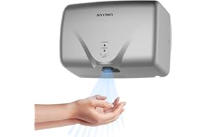 anydry 2803K Mini secador de Manos eléctrico automático de Pared secador de Manos, Ahorro de Espacio. Carcasa de Duradero ABS.1350W.(Plata)