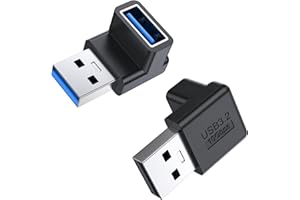 MOGOOD 90 Grados USB 3.2 Adaptador 10Gbps, 2 Pack Arriba y Abajo ángulo USB A Macho a Hembra Conector USB L Forma Extender Admite Transferencia de Datos Compatible con PC, Disco Duro, Teclado