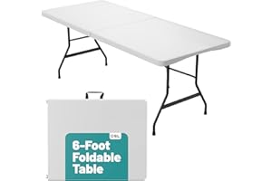 DSL PRODUCTS DSL 6ft Trestle Table – Heavy Duty Folding Table with Carry Handle – Waterproof & Portable – Ideal for Camping Table, Catering, BBQ, Garden Party, Picnic, Indoor/Outdoor Use – Compact Foldaway Design