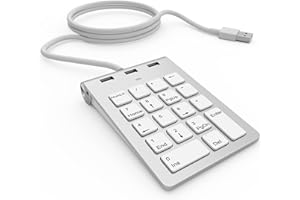 Alcey Finition Aluminium Pavé numérique USB avec hub USB intégré pour iMac, MacBook Air, MacBook Pro, MacBook, Mac Mini, PC et Ordinateurs Portable