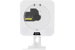 Sutinna Lecteur CD Portable, Lecteur CD Audio Bluetooth 5 en 1 Haut-Parleur Radio FM Home cinéma Support Mural Support de Bureau Cadeaux pour Enfants, Parents(Prise UE)