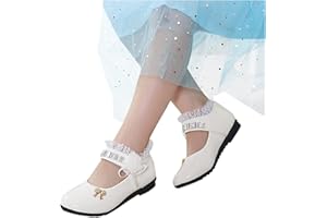TDEOK Princesse Chaussures Fille Ballerina Baptême Décoration Florale Communion Cérémonie Mariage Été Sandales Dentelle Chaussures en Cuir Elégant Mignon Couleur Unie Chaussures avec Strass