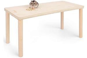 Niteangel Drewniana platforma do zabawy dla chomika do umieszczenia miski na żywność dla małych zwierząt i innych akcesoriów do klatek (prostokąt - wysokość 7)