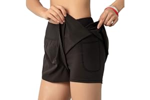ORANDESIGNE Femme 2 en 1 Shorts de Running Short Pantalon de Jogging Short de Yoga Taille Haute Poches Latérales
