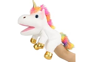 JUSTQUNSEEN Marionetta a mano con unicorno, unicorno, giocattolo per ragazze, bambole arcobaleno, unicorno per bambini, bambole per adulti, regalo unicorno