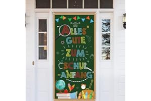 MOITKPTT School Decoration Banner, Alles Gute Zum Schulanfang Banner, School Introduction Decoration 2025 School Child Garland for Back to School Boys Students Children Girls 90 x 185 cm (Green)