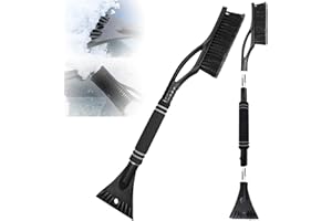 May Huang Raschietto per Ghiaccio Spazzola da Neve(2 in 1), Snow Brush Scraper di Ghiaccio per Auto, Raschietti per Ghiaccio Parabrezza con Impugnatura Antiscivolo per Auto, Camion, SUV (Nero)