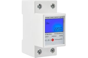 HOME HOLIC Stromzähler 1-phasiger 2-poliger 2P LCD Digitale Stromzähler mit Hintergrundbeleuchtung 5(80) A 230V DIN-Schienen-Stromzähler ABS-Flammhemmendes Verdicktes Gehäuse
