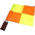 Hacbop Soccer Referee Flags with Carrying Bag Football Judge Linesman Sideline Fair Sports Match Flags Referee Equipment, Green & orange
