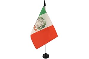 AZ FLAG Bandiera Da Tavolo Stendardo Presidenziale D'Italia 21x14 cm - Piccola Bandierina Italiana 14 x 21 cm