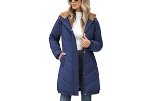 RITOSTA Chaqueta Mujer Invierno Largo Abrigo Acolchado Cálido Chaqueta Polar Abrigos Gruesa Plumifero con Capucha Elegante Parka Prueba de Viento Chaquetas para Diario y al Aire Libre