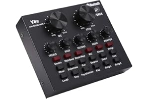 DILWE Stereo Mini Mixer, Scheda USB con 18 Tipi di Effetti Sonori, Scheda Esterna Professionale per Live Streaming, Adattatore per Smartphone e Computer