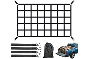 HENINHILL Gepäcknetz für Pickup LKW Ladefläche 127x107CM, Schwerlast Reißfest Ladeflächennetz zur Ladungssicherung, Frachtnetz Ladenetz Verstellbar für Pickup LKW Anhänger