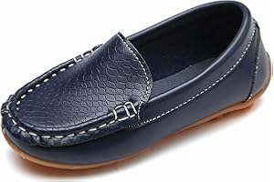Yeeteepot Mocassini Bambini Scivolare su Vestito Basse Mocassino Scarpe per Ragazzi e Ragazze Mocassini da Ragazzo in Pelle Scamosciata, Blu Scuro 21 EU = 22 CN
