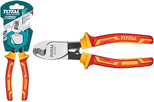 TOTAL - Pince Isolée Coupe-câbles - Chrome Vanadium - Certifiée VDE - Idéale pour Électriciens et Projets Électriques - Mesure : 160 mm