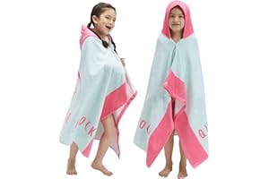 BANGSAUR Kinder-Strandtuch mit Kapuze, 100% Baumwolle, weich und saugfähig, Badetuch, Badetuch, Überzieher für Jungen und Mädchen, extra Größe: 127×76cm (Flamingo)