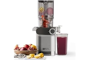Anybear Entsafter, 200W Slow Juicer Kaltentsafter mit 110 mm großem Einfüllschacht für ganze Früchte/Gemüse | Upgraded Schnecke | Tritan-Material | BPA-frei | Inkl. Saftrezepte (Silber)