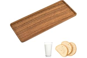 SCHYIDA Bandeja de Madera de Nogal Natural Bandeja de Servir Rectangular de 30 x 12 x 1,1 cm Bandeja en Madera Decorativa Bandeja de Madera Impermeable para Servir Cosas para Comidas Cosméticos Velas