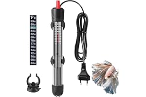FEDOUR 50W 15-50L Aquarium Heizung, Verdicktes Quarzglas Aquarienheizer, Temperatur Einstellbare Aquarium Heizer Mit Saugnäpfen/Thermostat