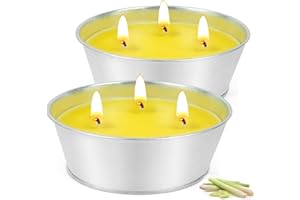 KERCAMKEL Citronella Candle Outdoor Large, 2 x 16 oz -120 Hours Citronella Candles Outdoor, Outdoor Candle in Terracotta Bowl - Natural Soy Wax Candle Set for Balcony, Picnic, Patio, Table Decoration