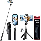 Elfora Bluetooth Selfie Stick Tripod Stand with 360 Degree Adjustable Compatible for iPhone and Android Smartphones, Perfect 