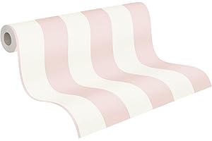 A.S. Création 381013 38101-3 - Carta da parati a righe in tessuto non tessuto, 10,05 m x 0,53 m, colore: rosa e bianco