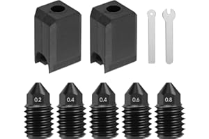 INQUIRLLY Buses en Acier Trempé pour P1P/P1S/X1/X1C/X1E/Kobra 3 Combo/aventurier 5 m/5 m Pro 0,2 mm, 0,4 mm, 0,6 mm, 0,8 mm, avec Chaussette Supplémentaire en Silicone, Extrudeuse Hotend en acier durci pour