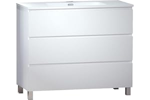 Baikal Mueble de Baño TRIX. Mueble 3 cajones, con Patas. Varios Acabados y Medidas. Mueble Montado. 3 Cajones 100 cm Blanco