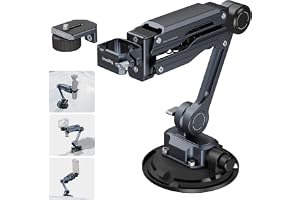SMALLRIG Mini stötdämpararm, 4-tums vakuumsugkopp, dubbel fjäder och hydraulisk dämpning, bilfäste för DJI Osmo Pocket 4/3, f