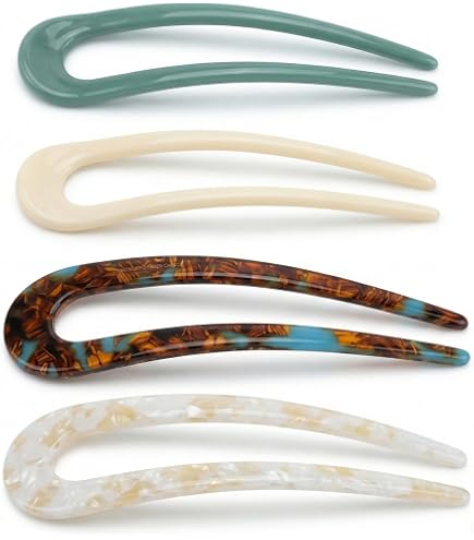 Hanyousheng 2 Pezzi Forcine a Forma di U, Forcine per Capelli Francesi in Metallo per Capelli Spessi, Capelli Fermacapelli Donna Accessori per Acconciature Fermagli Ragazza (Oro e Argento