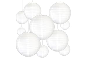 Novelty Place Faroles de papel blanco de 6 pulgadas (paquete de 10) - Grandes decoraciones para el hogar, fiesta y boda chinos/japoneses