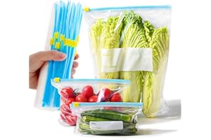 SHSMPXOY 50 Pezzi 3.5L,1L,0.5LSacchetti per Congelatore Alimenti Riutilizzabili Sacchetti Freezer Gelo per Freezer con Cerniera Sacchettis Ermetici Cursore Smart Zip Sandwich Frutta Verdura Carne